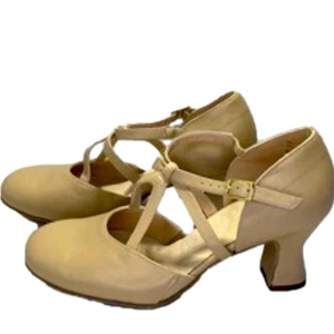 NEW LA DUCA Elizabeth Beige Pump Leather Tan Comfort Heel Womens Size 10.5